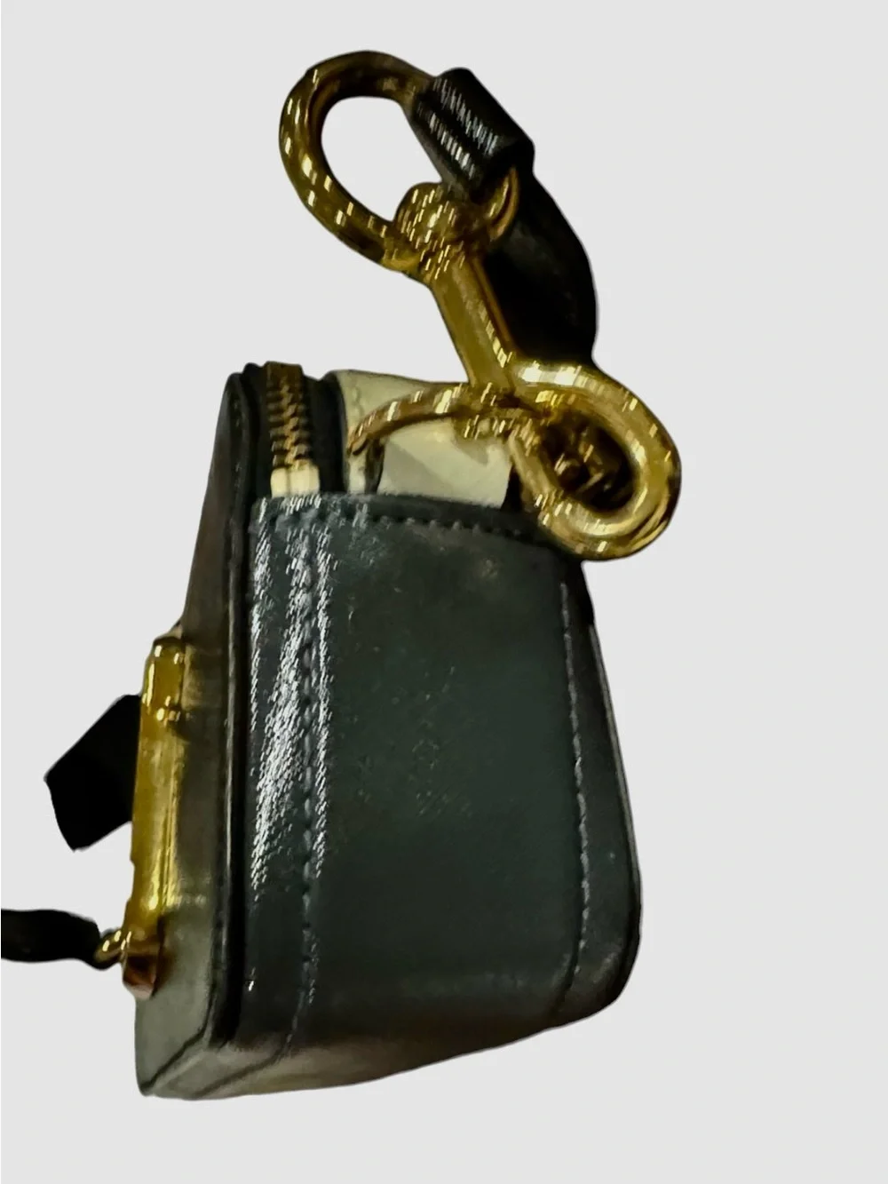 Marc Jacobs Black The Snapshot Crossbody Camera Bag with Pink Accent Strap Auth